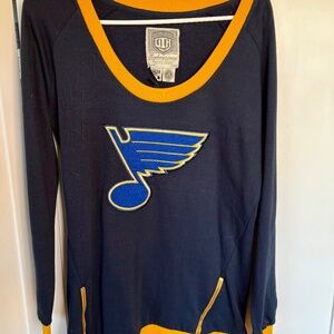 NWT NHL Blues Women's top, Oldtime Hockey Newbury, Gold zipper trim, Size M